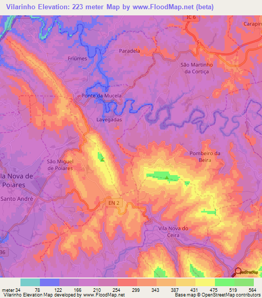 Vilarinho,Portugal Elevation Map