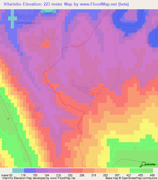 Vilarinho,Portugal Elevation Map