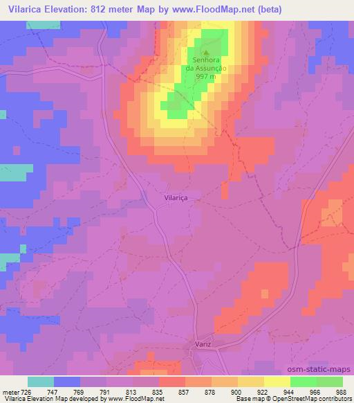 Vilarica,Portugal Elevation Map