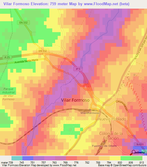 Vilar Formoso,Portugal Elevation Map