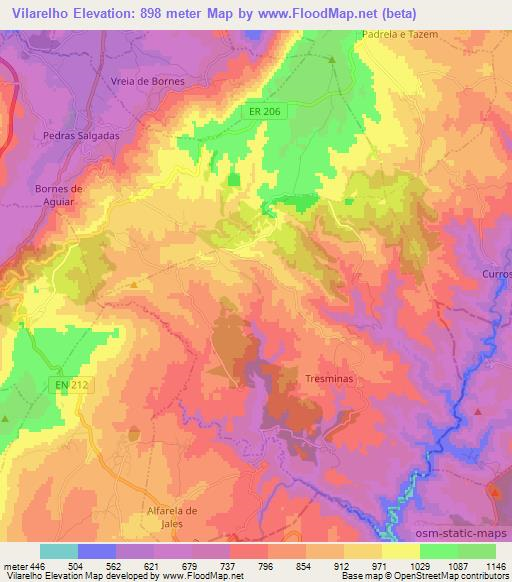 Vilarelho,Portugal Elevation Map