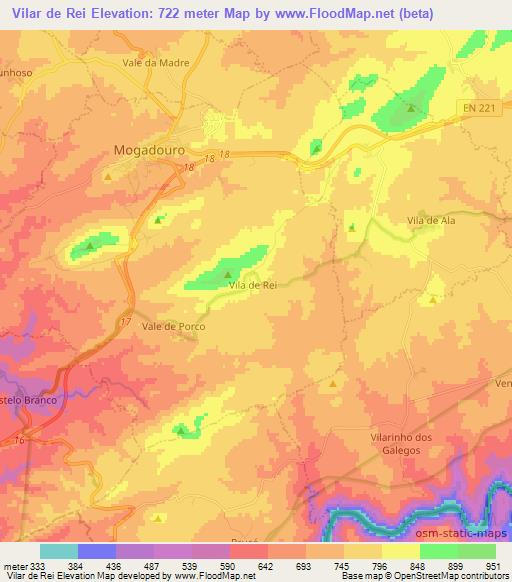 Vilar de Rei,Portugal Elevation Map