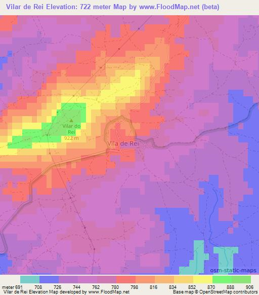 Vilar de Rei,Portugal Elevation Map