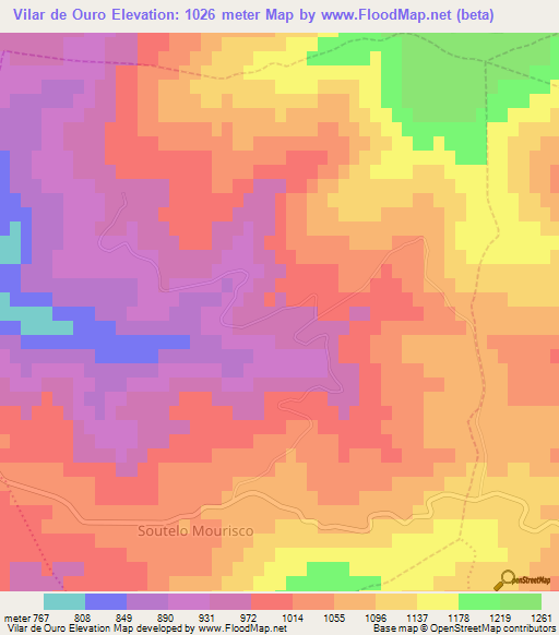 Vilar de Ouro,Portugal Elevation Map