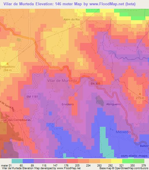 Vilar de Murteda,Portugal Elevation Map