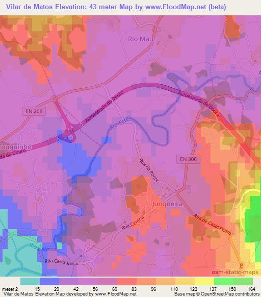 Vilar de Matos,Portugal Elevation Map