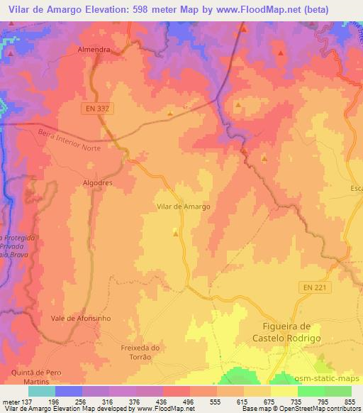Vilar de Amargo,Portugal Elevation Map