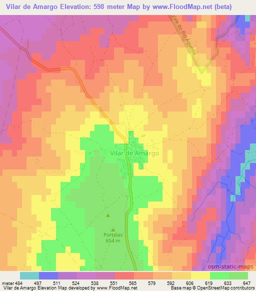 Vilar de Amargo,Portugal Elevation Map