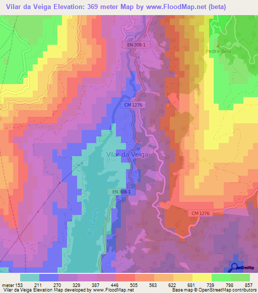 Vilar da Veiga,Portugal Elevation Map