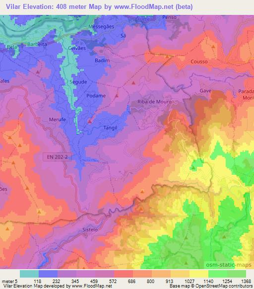 Vilar,Portugal Elevation Map