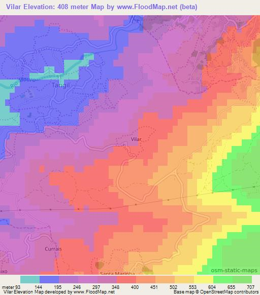 Vilar,Portugal Elevation Map
