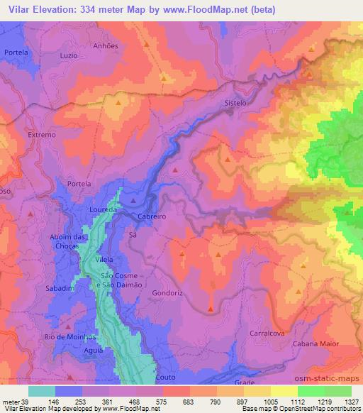 Vilar,Portugal Elevation Map