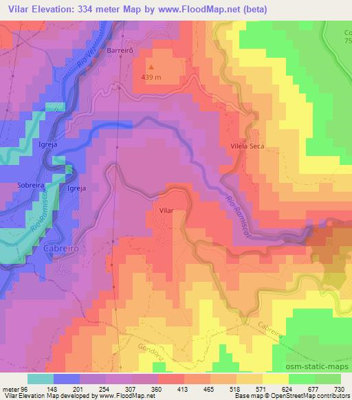 Vilar,Portugal Elevation Map