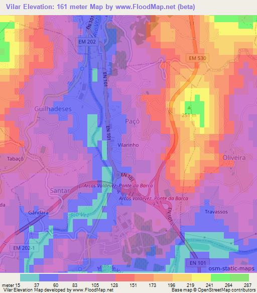 Vilar,Portugal Elevation Map