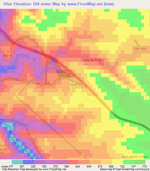 Vilar,Portugal Elevation Map