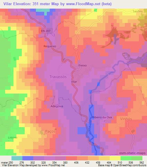 Vilar,Portugal Elevation Map