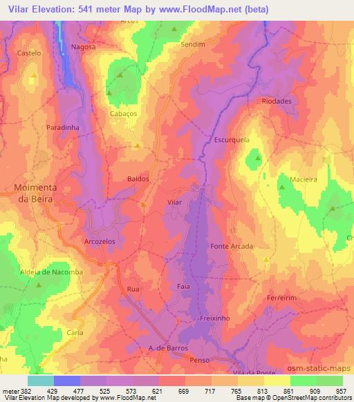 Vilar,Portugal Elevation Map