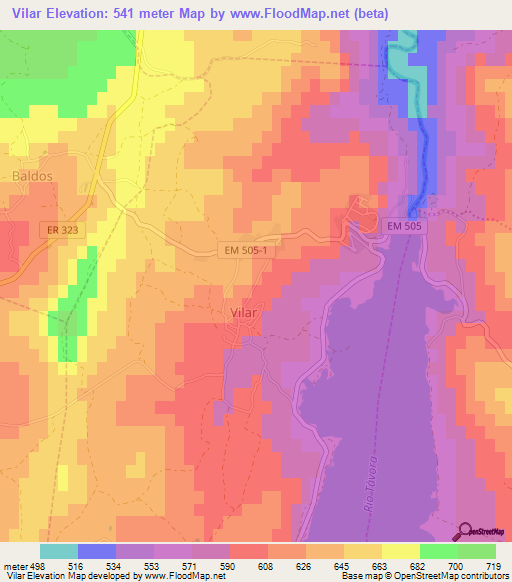 Vilar,Portugal Elevation Map