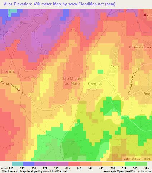 Vilar,Portugal Elevation Map