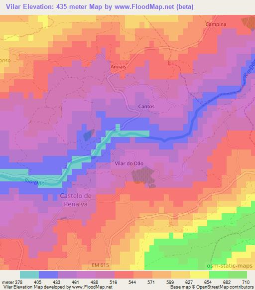 Vilar,Portugal Elevation Map