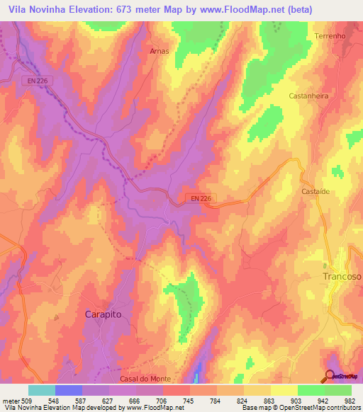 Vila Novinha,Portugal Elevation Map