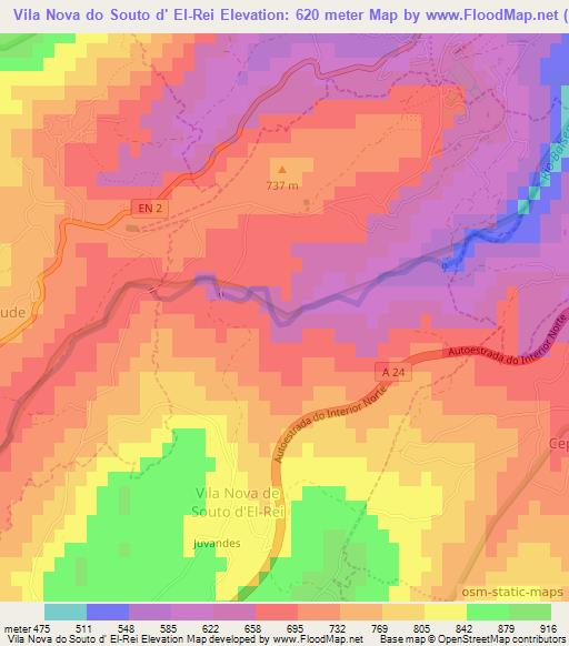 Vila Nova do Souto d' El-Rei,Portugal Elevation Map