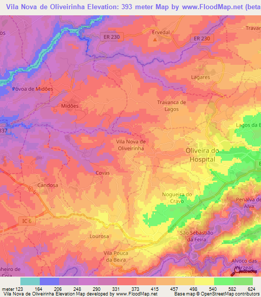 Vila Nova de Oliveirinha,Portugal Elevation Map