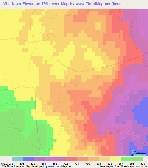 Vila Nova,Portugal Elevation Map