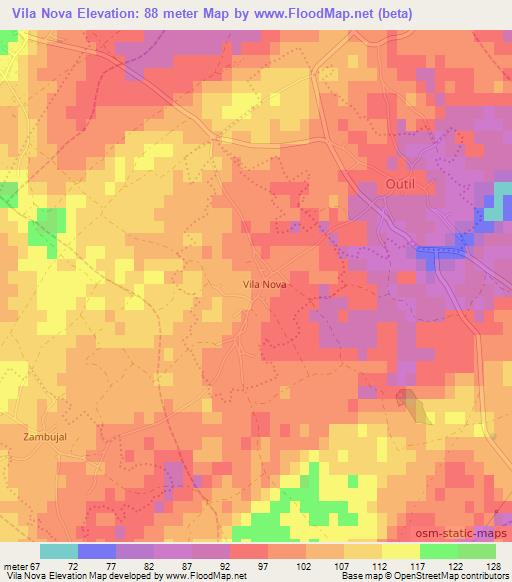 Vila Nova,Portugal Elevation Map