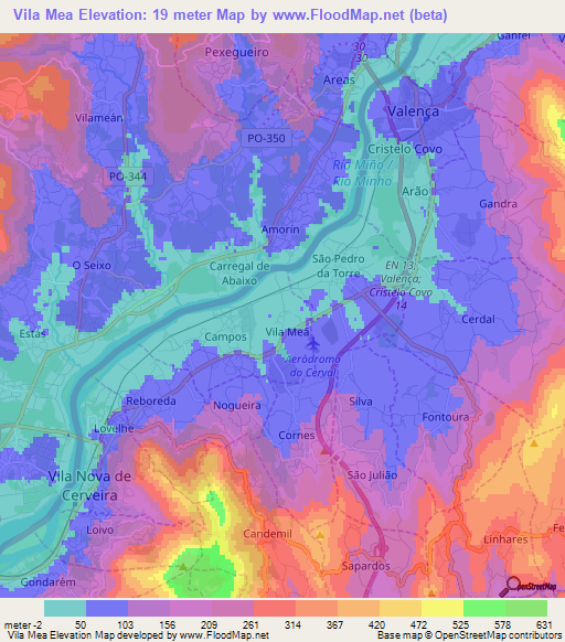 Vila Mea,Portugal Elevation Map