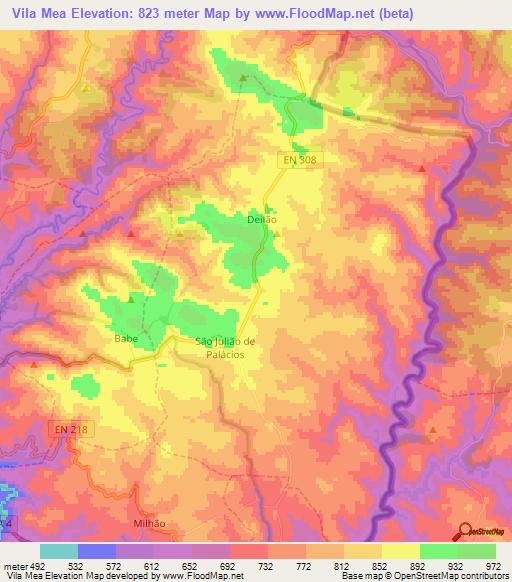 Vila Mea,Portugal Elevation Map