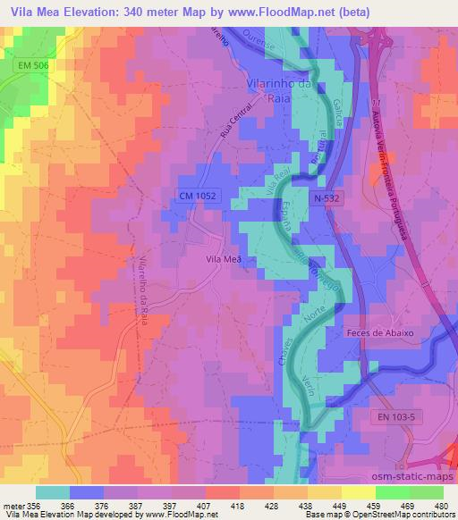 Vila Mea,Portugal Elevation Map
