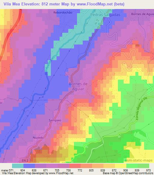 Vila Mea,Portugal Elevation Map