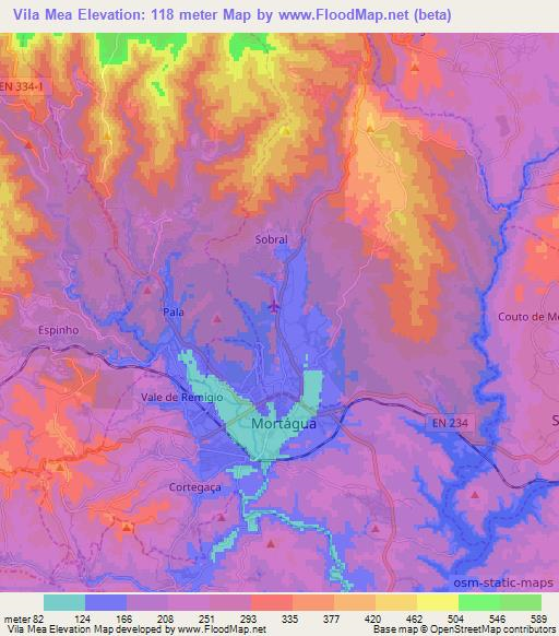 Vila Mea,Portugal Elevation Map