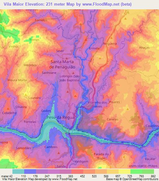 Vila Maior,Portugal Elevation Map