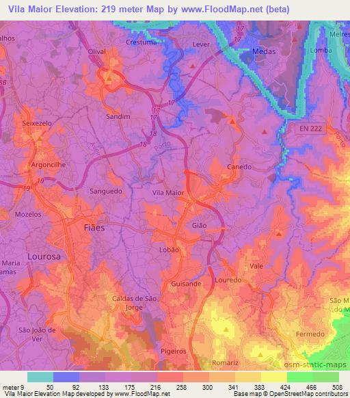 Vila Maior,Portugal Elevation Map