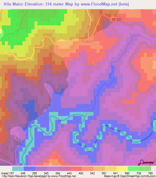 Vila Maior,Portugal Elevation Map