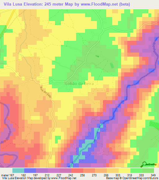 Vila Lusa,Portugal Elevation Map