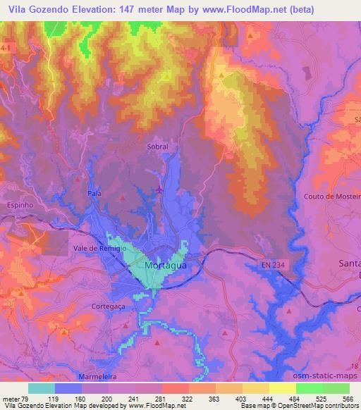 Vila Gozendo,Portugal Elevation Map