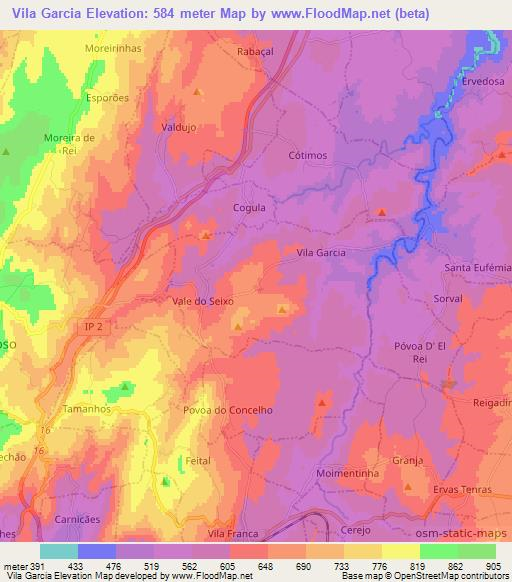 Vila Garcia,Portugal Elevation Map