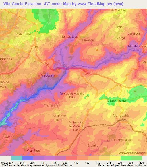 Vila Garcia,Portugal Elevation Map