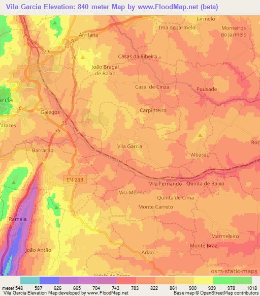 Vila Garcia,Portugal Elevation Map