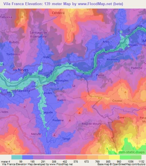 Vila Franca,Portugal Elevation Map