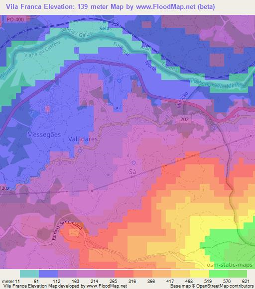 Vila Franca,Portugal Elevation Map