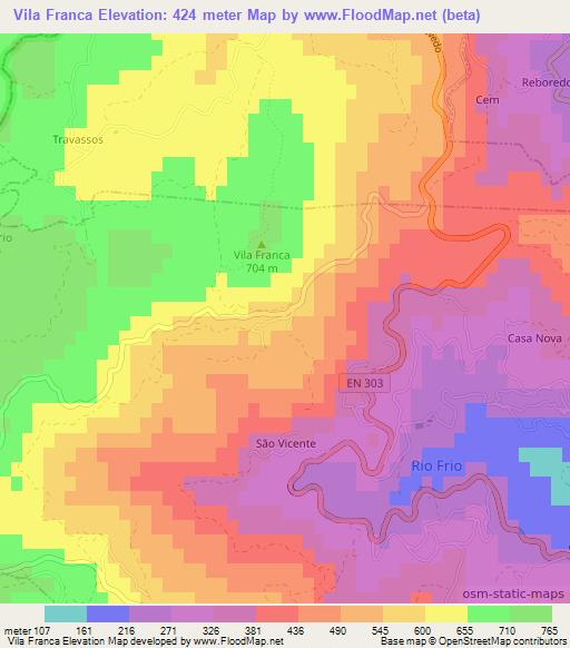 Vila Franca,Portugal Elevation Map