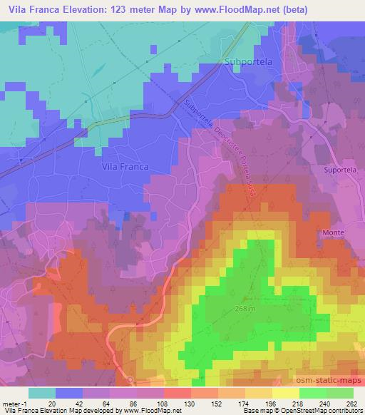 Vila Franca,Portugal Elevation Map