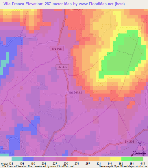 Vila Franca,Portugal Elevation Map