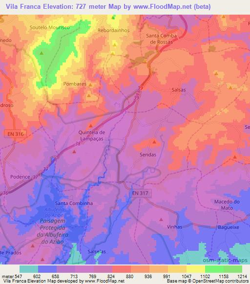 Vila Franca,Portugal Elevation Map