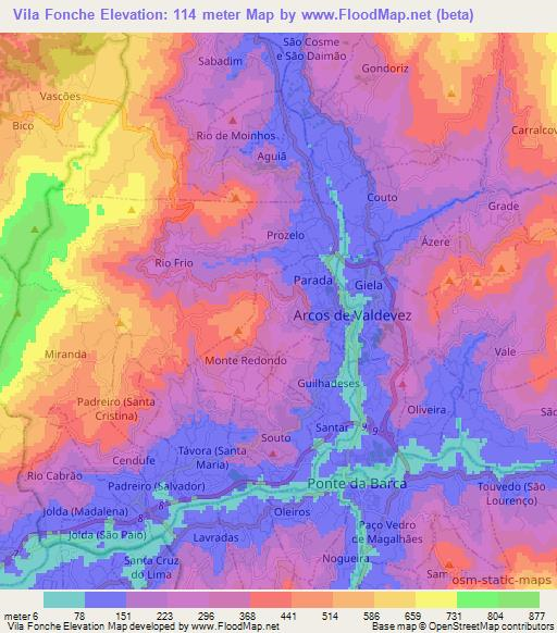 Vila Fonche,Portugal Elevation Map
