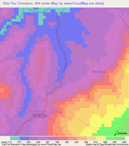 Vila Flor,Portugal Elevation Map